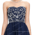 Grace Karin Sexy Ladies Strapless Beaded Chiffon Short Navy Blue Bridesmaid Dress 2015 CL6049-1